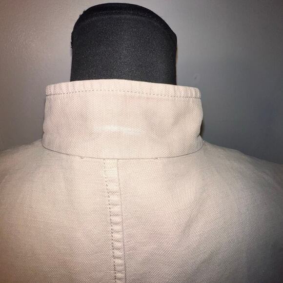 Eileen Fisher Khaki Organic Cotton Hemp Stretch Stand Cottagecore Jacket Sz XSP - Picture 8 of 10
